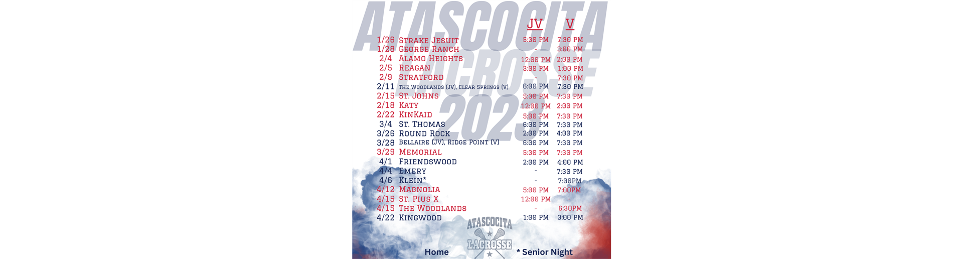 2023 Men’s Spring Schedule 