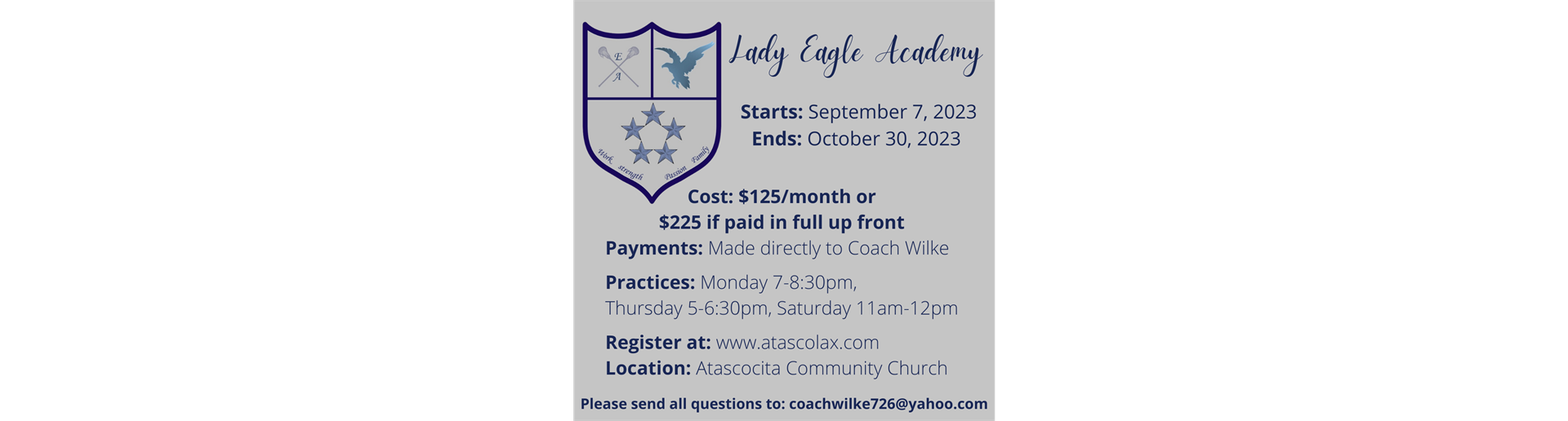 Click on graphic to register for Ladies Academy